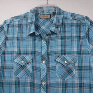 Legacy Falls for Her Womens XL  Western Plaid Shirt Button Front Short Sleeve
